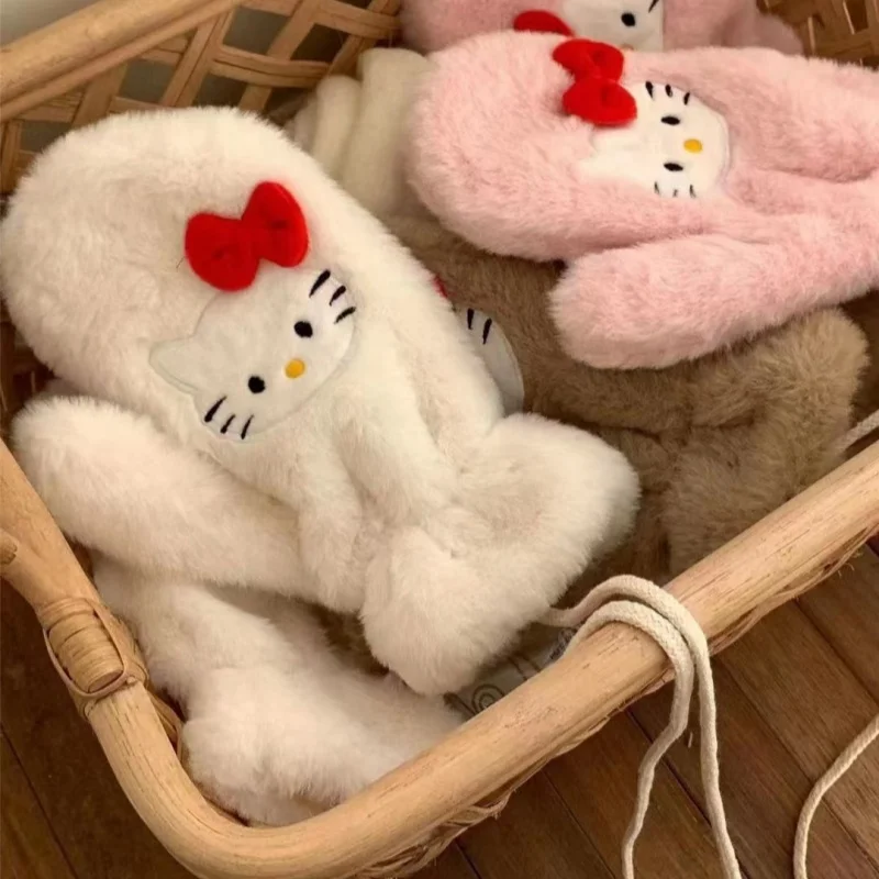 Sanrio Kawaii Cartoon Hello Kitty Plush Gloves Sanrio Kawaii Cartoon Hello Kitty Plush Gloves