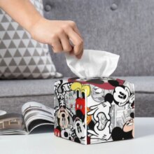 Custom Bow And Mickey Minnie Mouse Tissue Box Cover PU Leather Square Cartoon Facial Tissues Holder for Office Custom Bow And Mickey Minnie Mouse Tissue Box Cover PU Leather Square Cartoon Facial Tissues Holder for Office