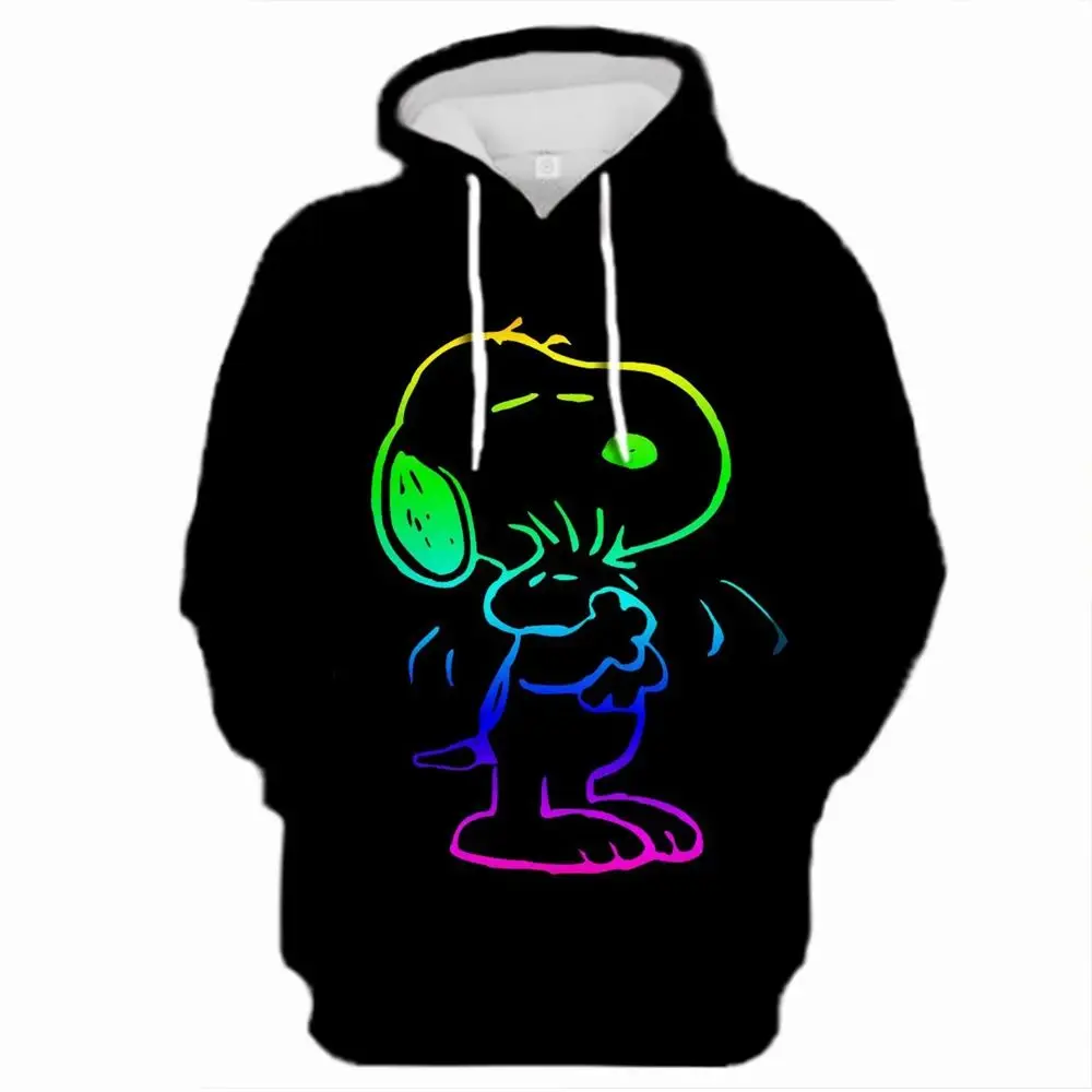 Cartoon Kawaii Snoopy Long Sleeve Black Hoodie 