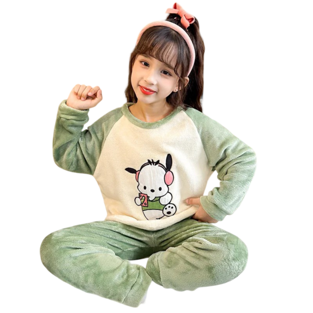 Kawaii Cartoon Pochacco Children Plush Pajama Set