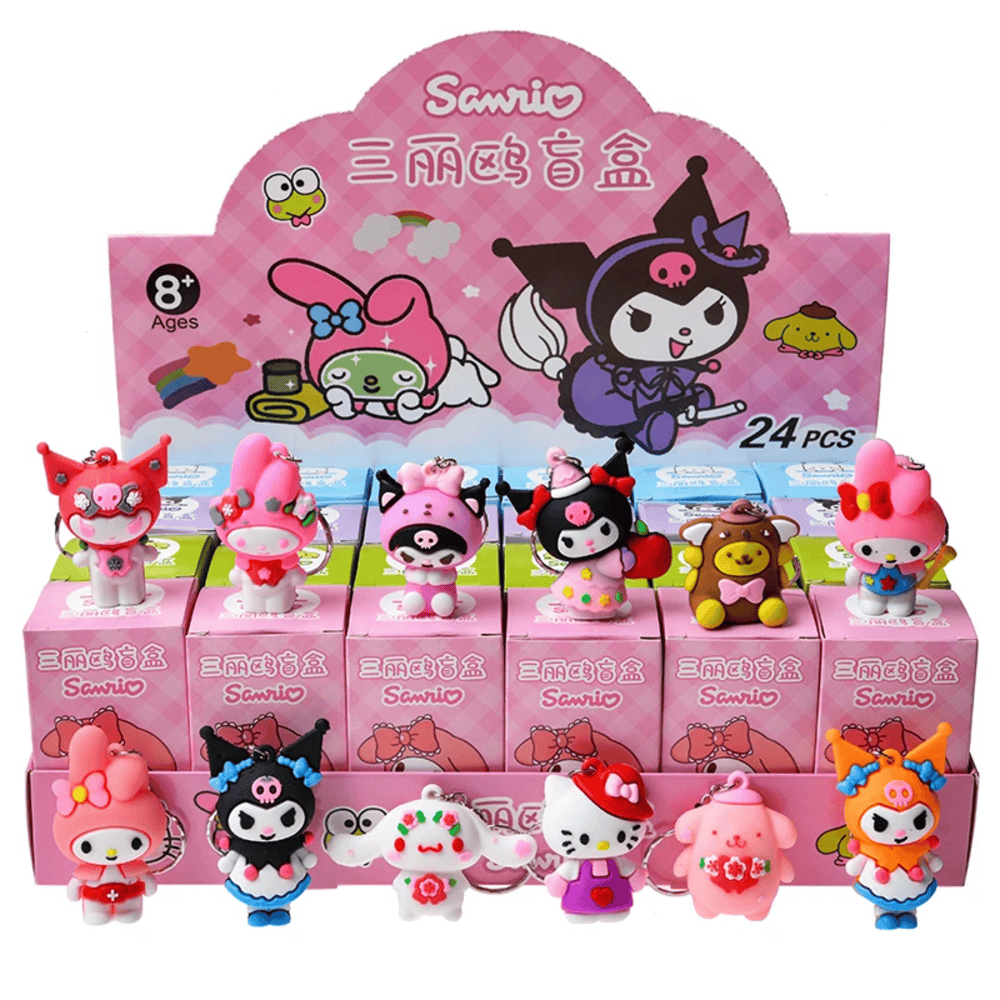 24Pcs Cartoon Kawaii Sanrio Character Keychain Pendant Blind Box