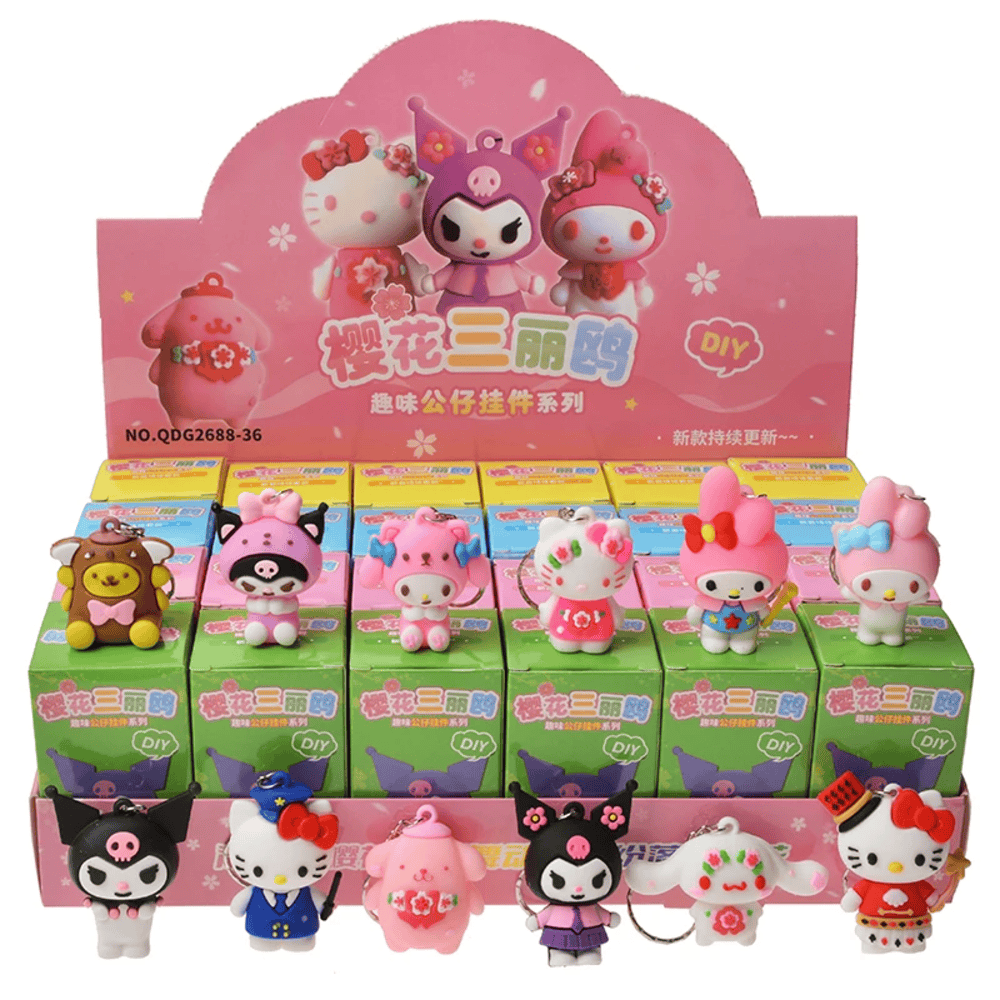 24Pcs Kawaii Sanrio Character Cartoon Keychain Pendant Blind Box