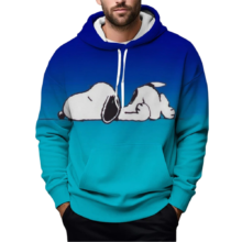 Kawaii Cartoon Snoopy 3D Printed Blue Hoodie Kawaii Cartoon Snoopy 3D Printed Blue Hoodie