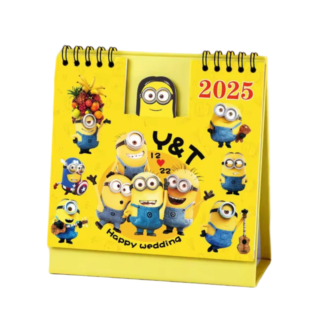 Kawaii Cartoon Minions 2025 Desk Calendar