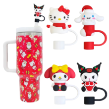 4Pcs Kawaii Anime Sanrio Character Straw Cover With Mug 4Pcs Kawaii Anime Sanrio Character Straw Cover With Mug