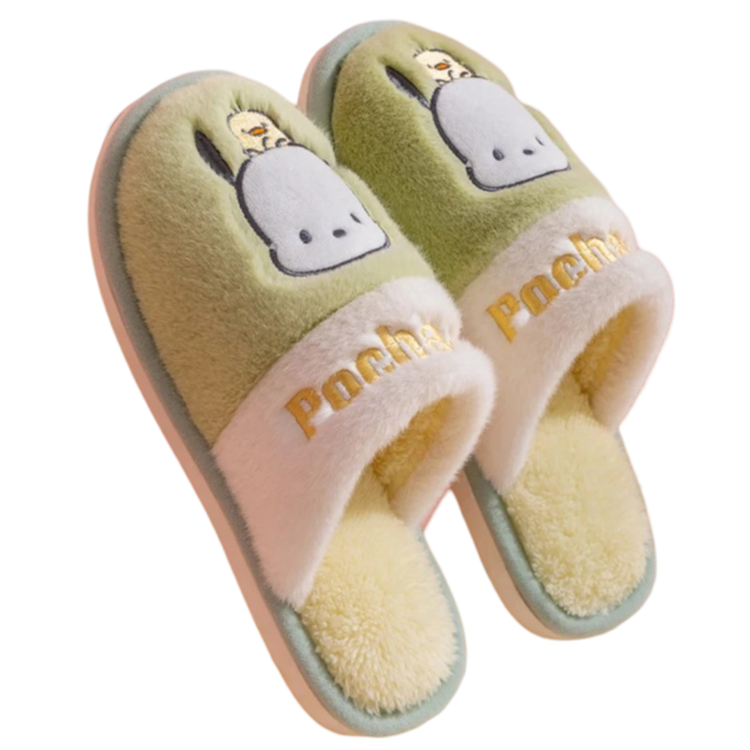 Sanrio Kawaii Cartoon Pochacco Warm Plush Slipper
