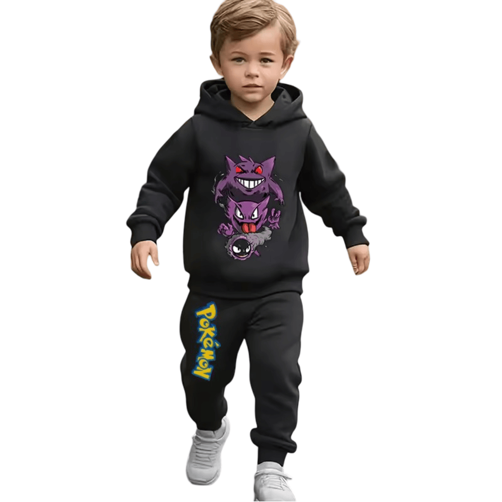 Anime Pokemon Gengar Evolution Kids Hoodie Set 