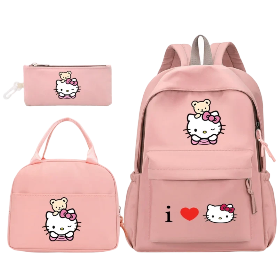 3Pcs/Set Kawaii Cartoon Hello Kitty And Korilakkuma Backpack