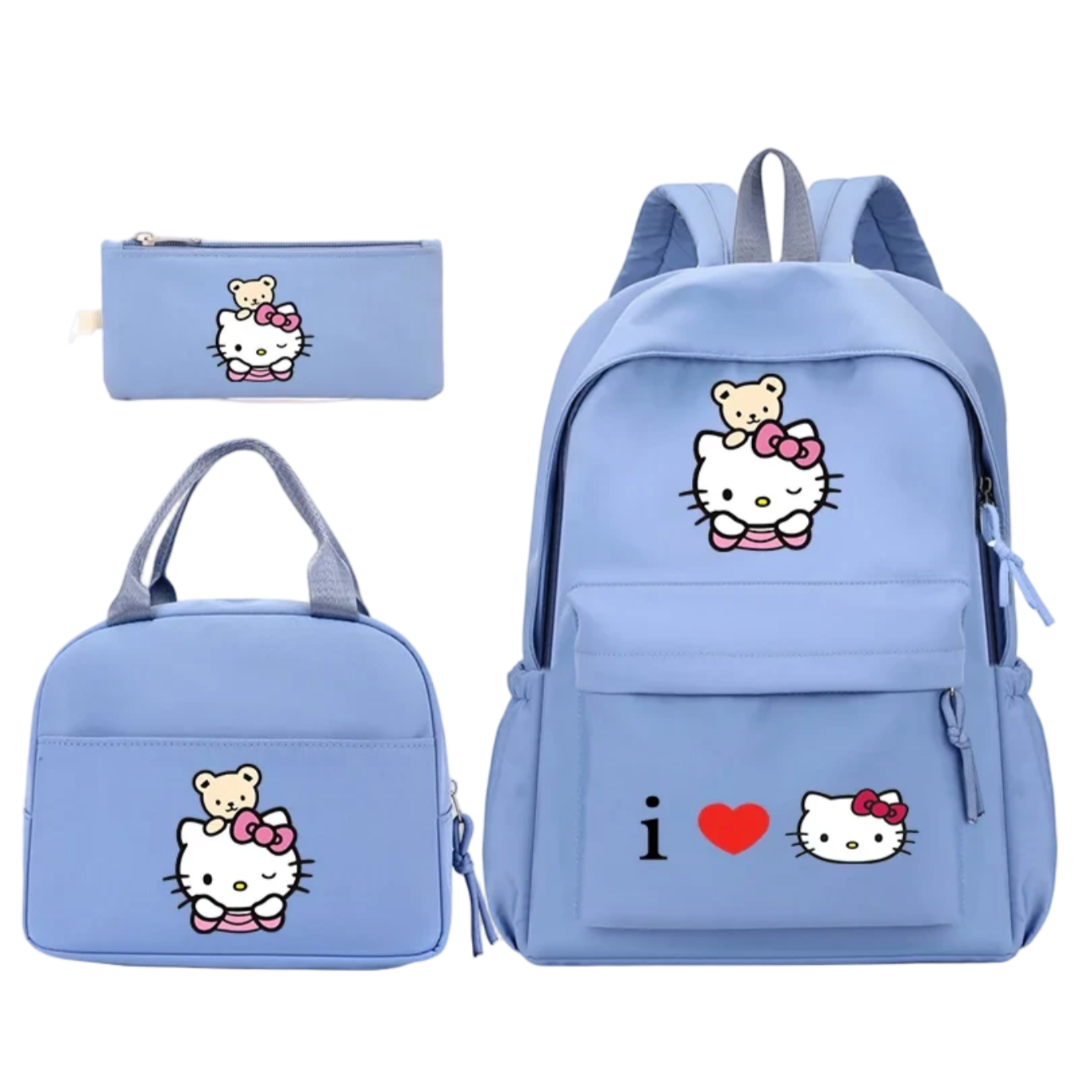 3Pcs/Set Kawaii Cartoon Hello Kitty And Korilakkuma Backpack
