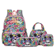 4Pcs/Set Kawaii Cartoon Kuromi With Bow Backpack 4Pcs/Set Kawaii Cartoon Kuromi With Bow Backpack