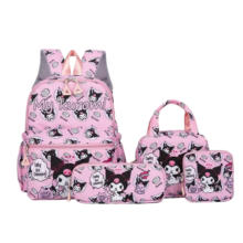 4Pcs/Set Kawaii Cartoon Kuromi Pink Backpack 4Pcs/Set Kawaii Cartoon Kuromi Pink Backpack