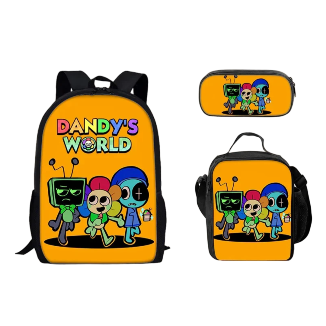 3Pcs/Set Kawaii Cartoon Dandy’s World Astro And Dandy With Vee Backpack 