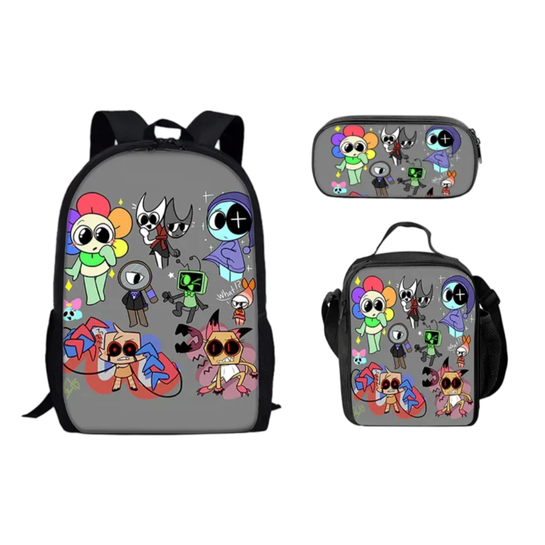 3Pcs/Set Cartoon Dandy’s World Character Kawaii Student Backpack And Lunch Bag