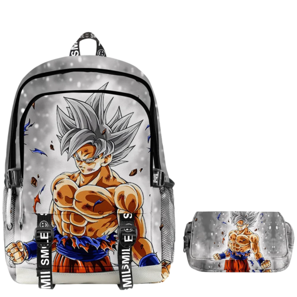 2Pcs/Set Anime Kawaii Dragon Ball Ultra Instinct Goku Backpack And Pencil Case