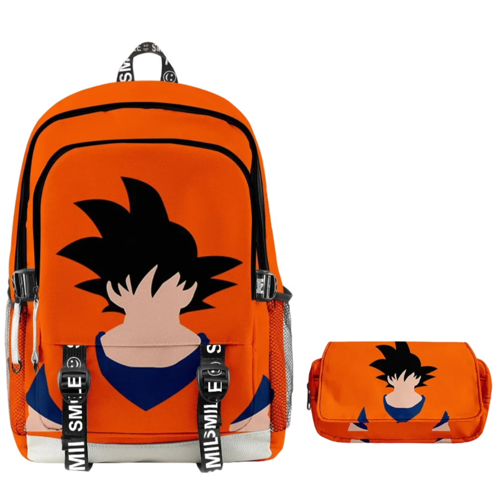 2Pcs/Set Anime Kawaii Dragon Ball Z Son Goku 3D Printed Backpack And Pencil Case