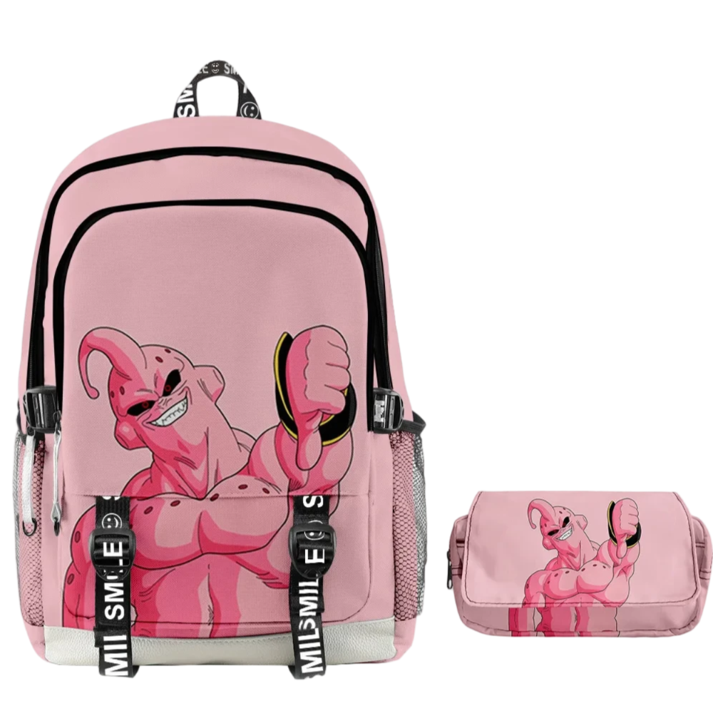 2Pcs/Set Anime Kawaii Dragon Ball Majin Buu 3D Printed Backpack And Pencil Case