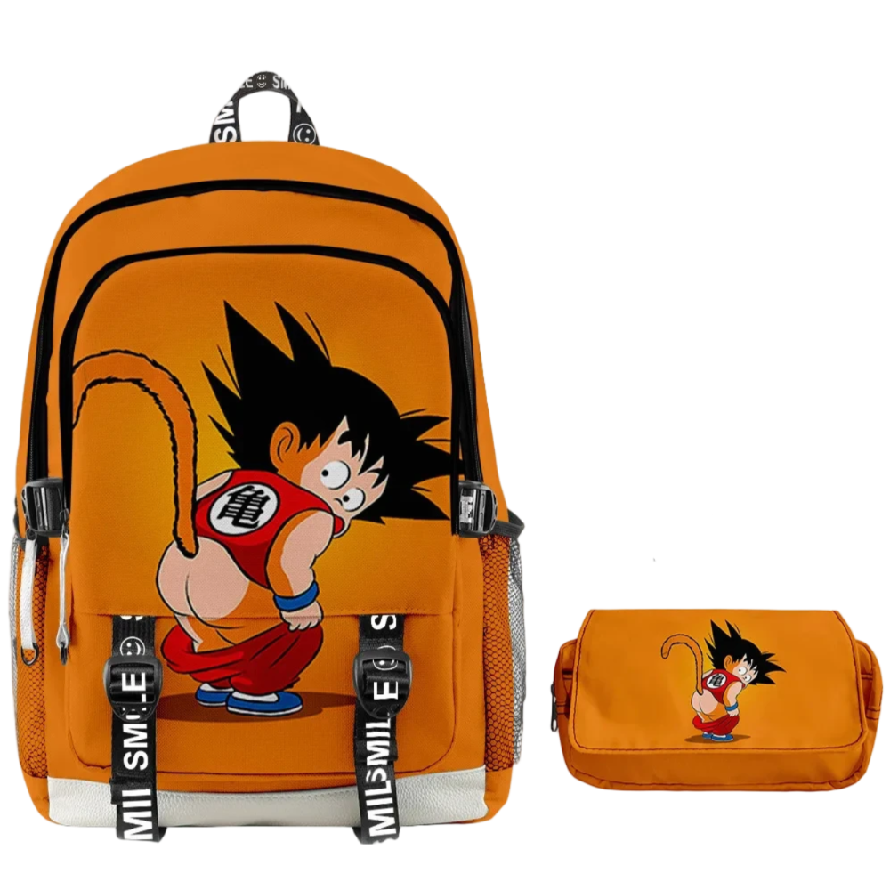 2Pcs/Set Anime Dragon Ball Son Goku Kawaii 3D Printed Backpack And Pencil Case