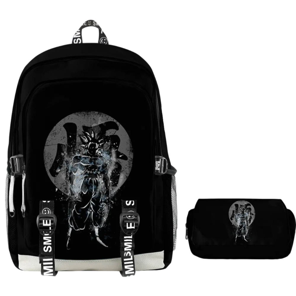 2Pcs/Set Anime Dragon Ball Son Goku Kawaii Black Backpack And Pencil Case