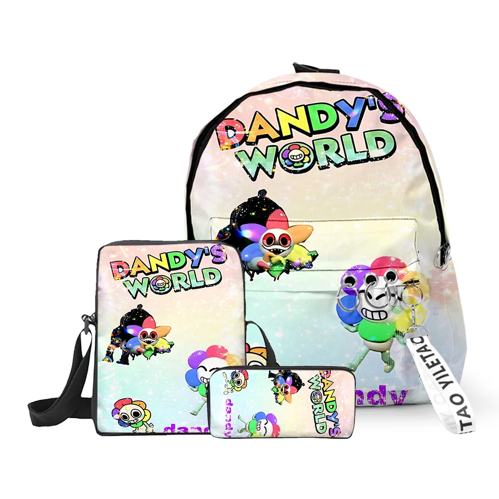 3Pcs/Set Kawaii Cartoon Dandy's World Dandy 3D Printed School Bag