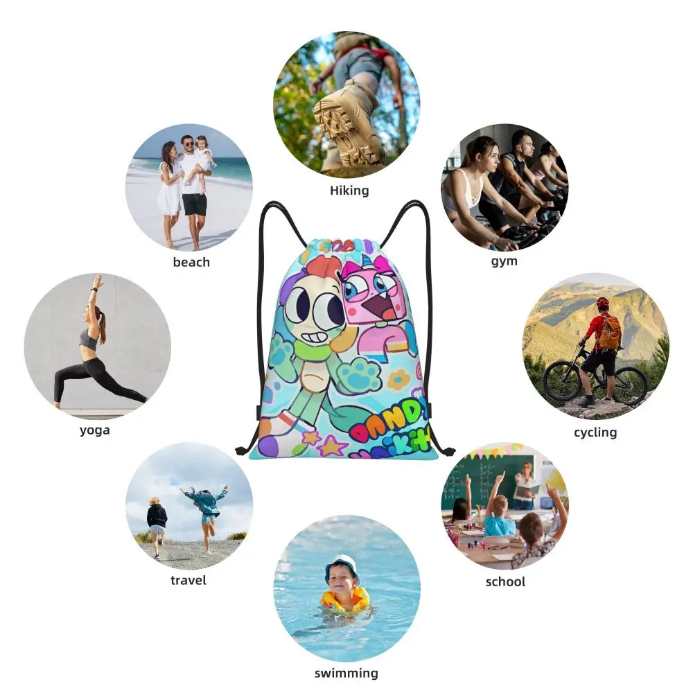 Kawaii Cartoon Dandy's World Dandy And Unikitty Drawstring Backpack