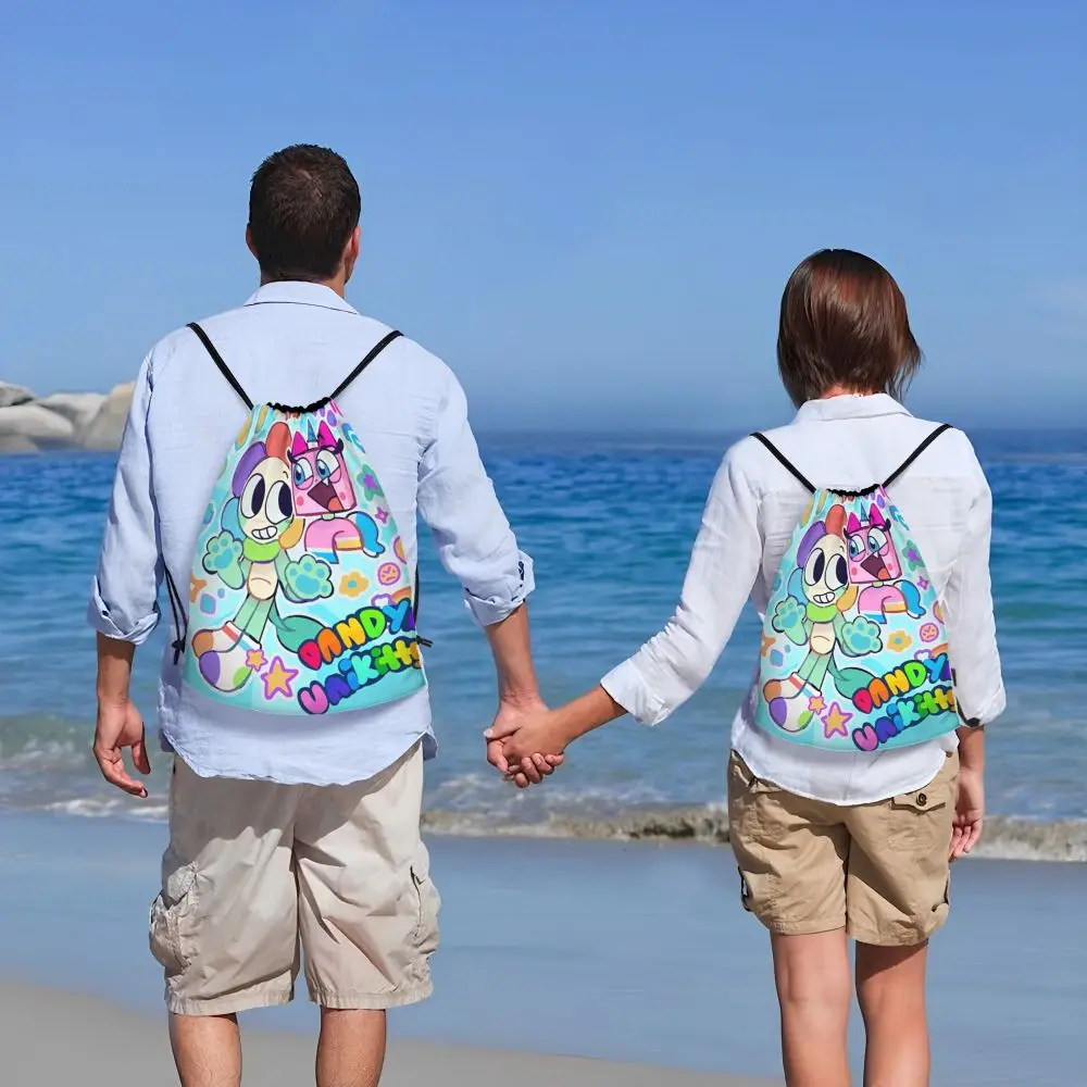 Kawaii Cartoon Dandy's World Dandy And Unikitty Drawstring Backpack