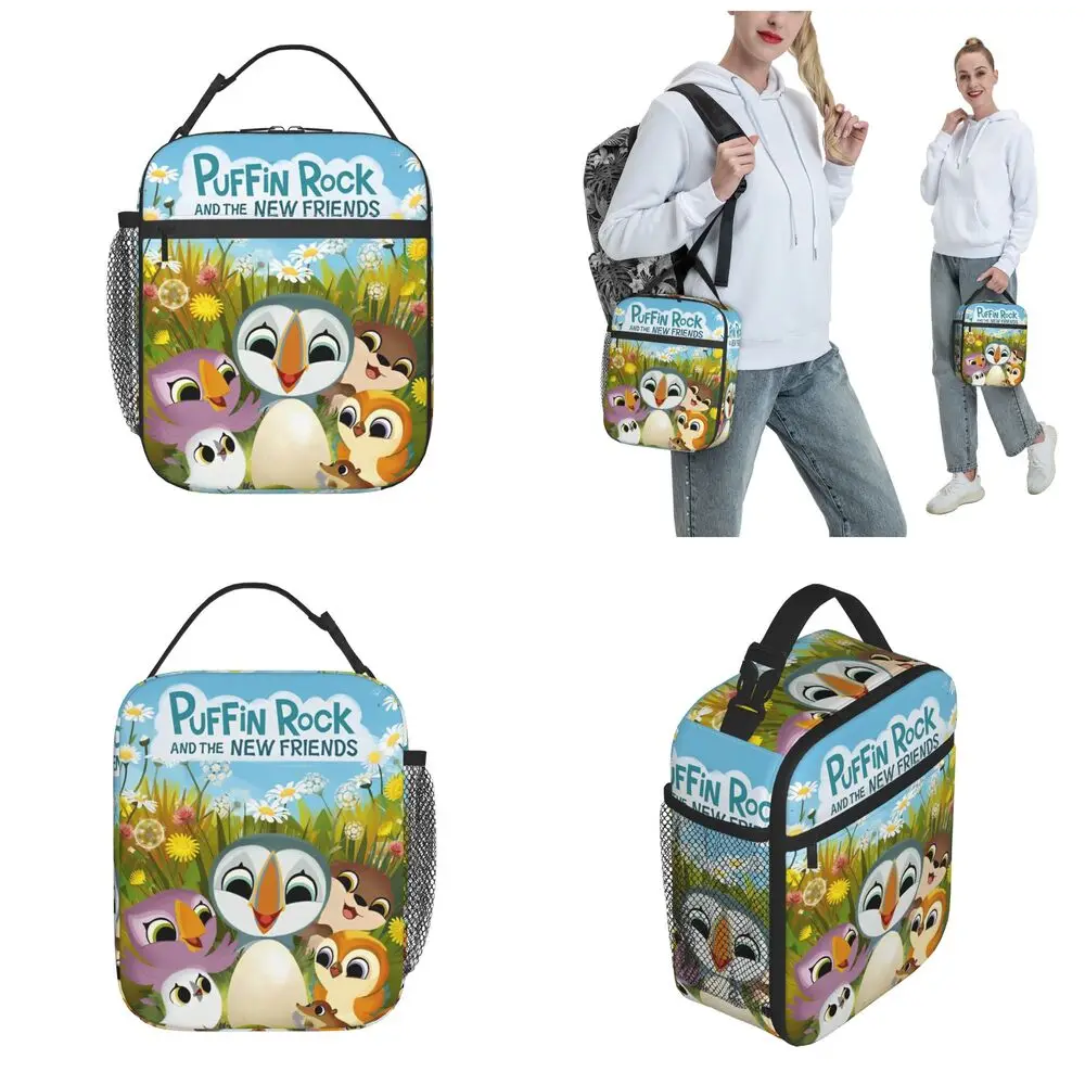Kawaii Cartoon Puffin Rock And The New Friends Insulated Lunch Bag