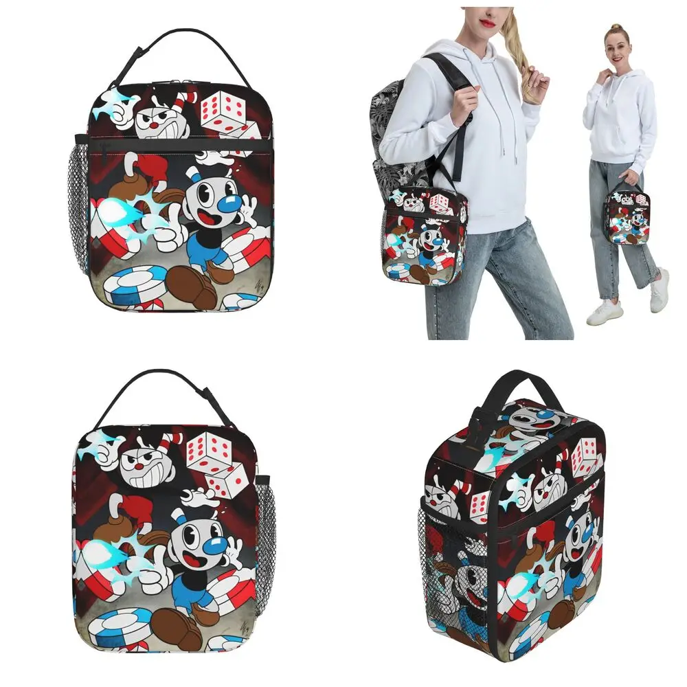 Kawaii Cuphead Mugman Anime Polyester Lunch Bag
