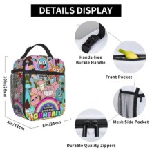 Gumballs And Darwin Greet The Fans Insulated Lunch Bags Large Reusable Thermal Bag Tote Lunch Box Office Outdoor Men Women Gumballs And Darwin Greet The Fans Insulated Lunch Bags Large Reusable Thermal Bag Tote Lunch Box Office Outdoor Men Women