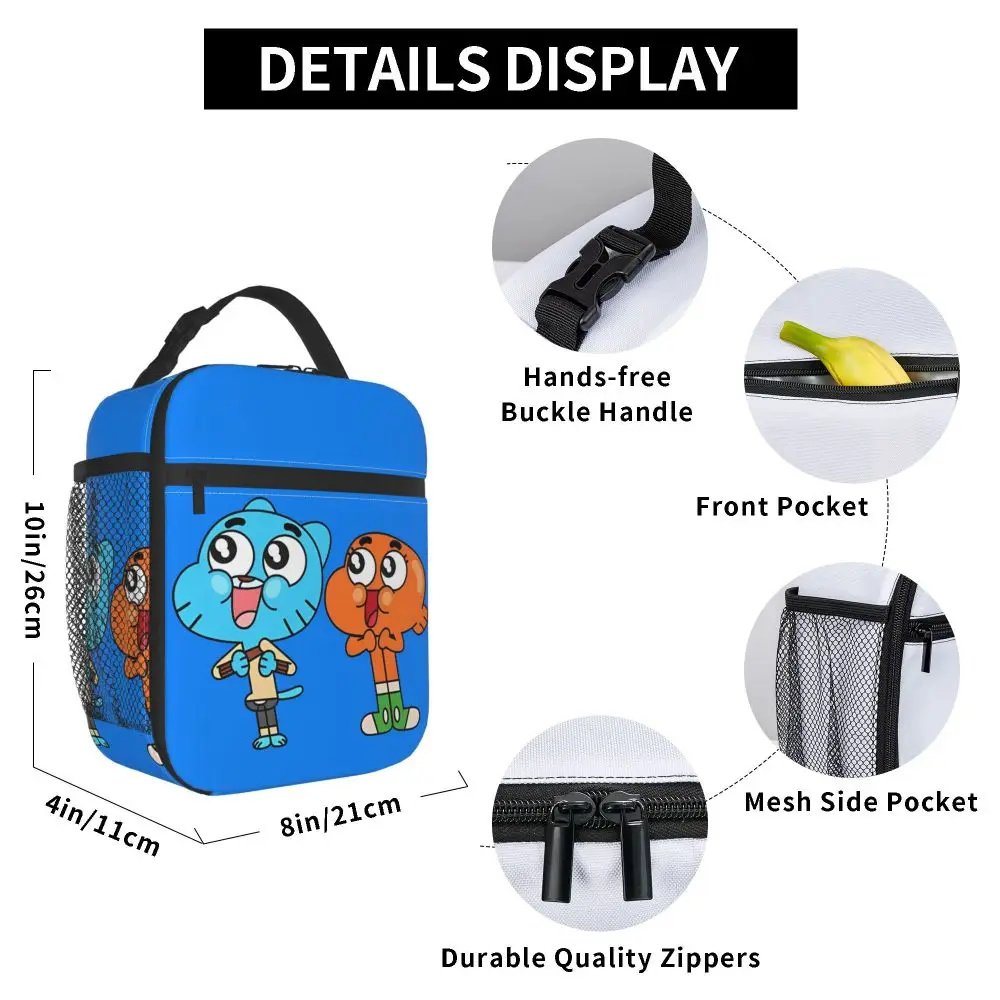 The Amazing World Of Gumball Printed Kawaii Blue Lunch Bag