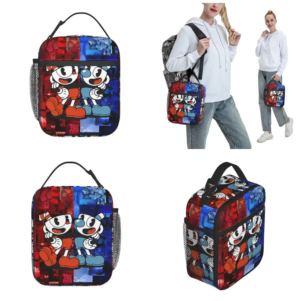 Kawaii Cuphead Game Insulated Lunch Bag