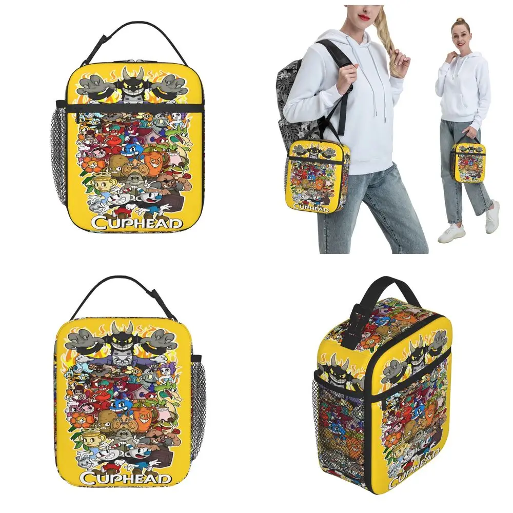 Kawaii Cuphead Game Printed Lunch Bag
