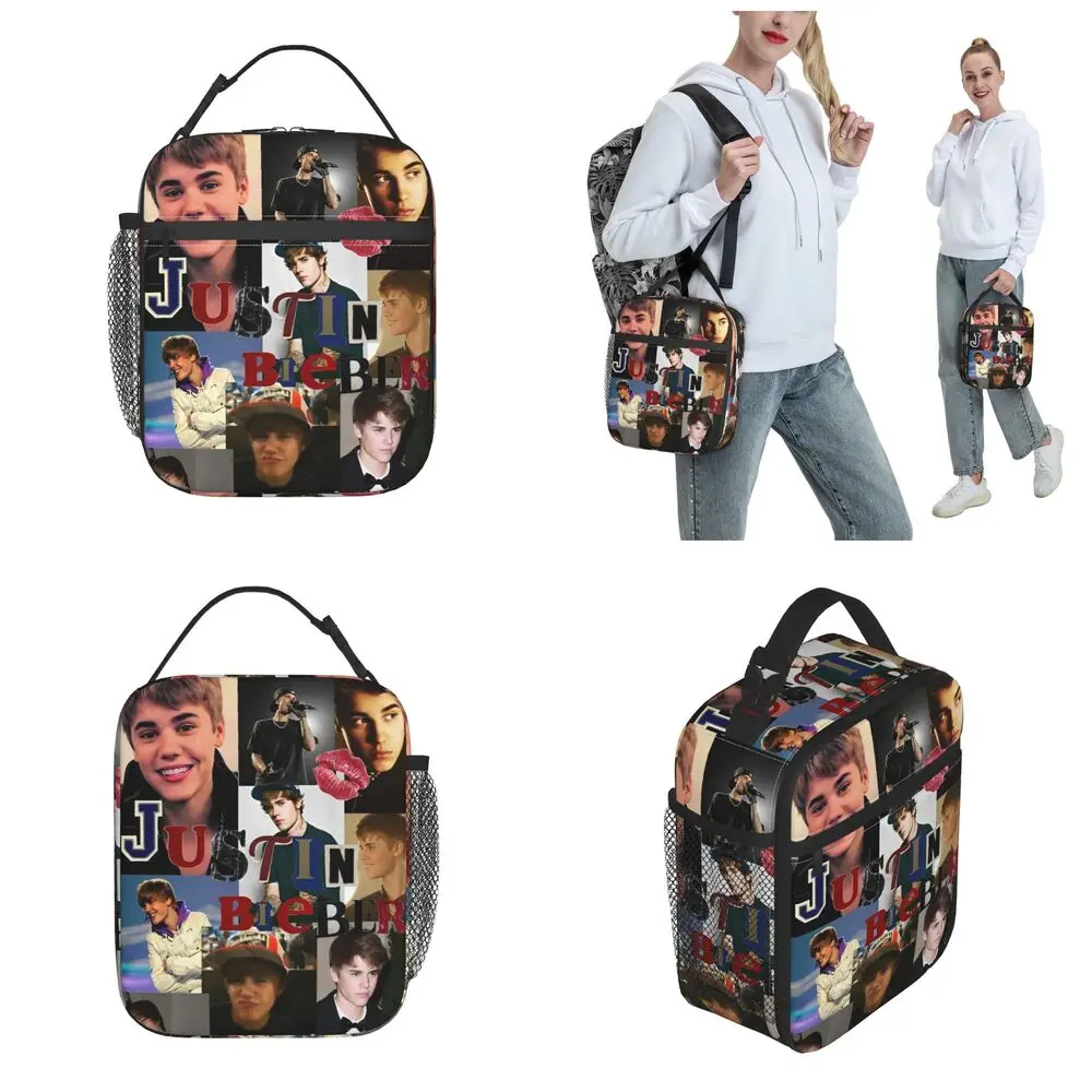 Justin Bieber Kawaii Printed Insulated Lunch Bag