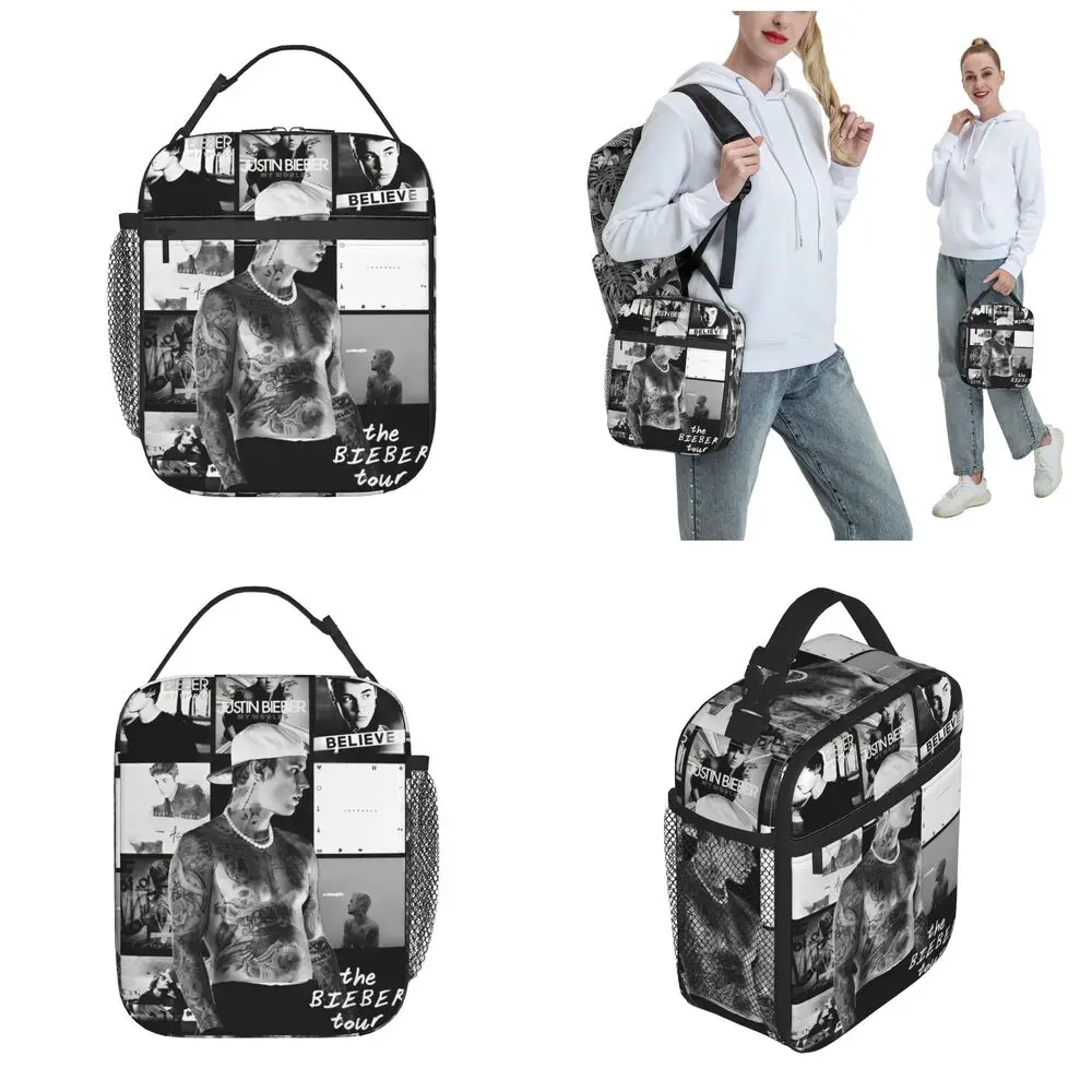 Justin Bieber Insulated Printed Kawaii Lunch Bag