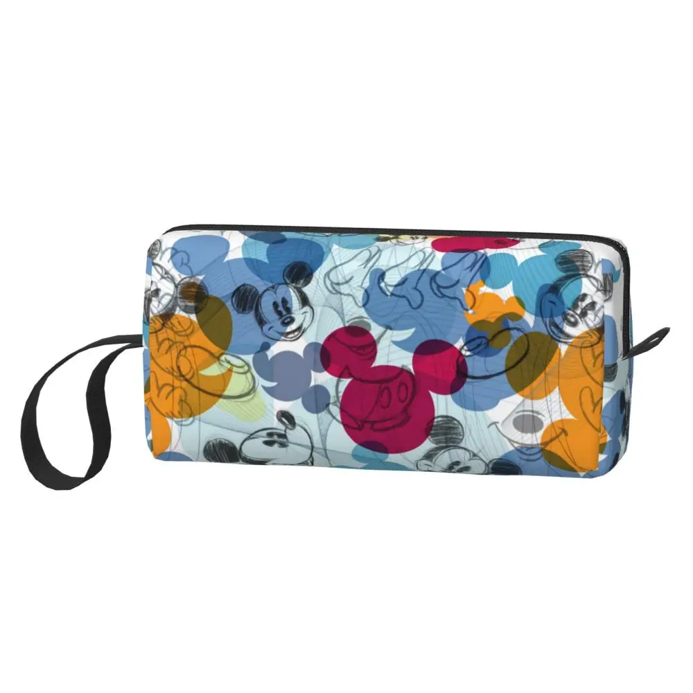 Kawaii Mickey Mouse Grid Pattern Printed Waterproof Pouch