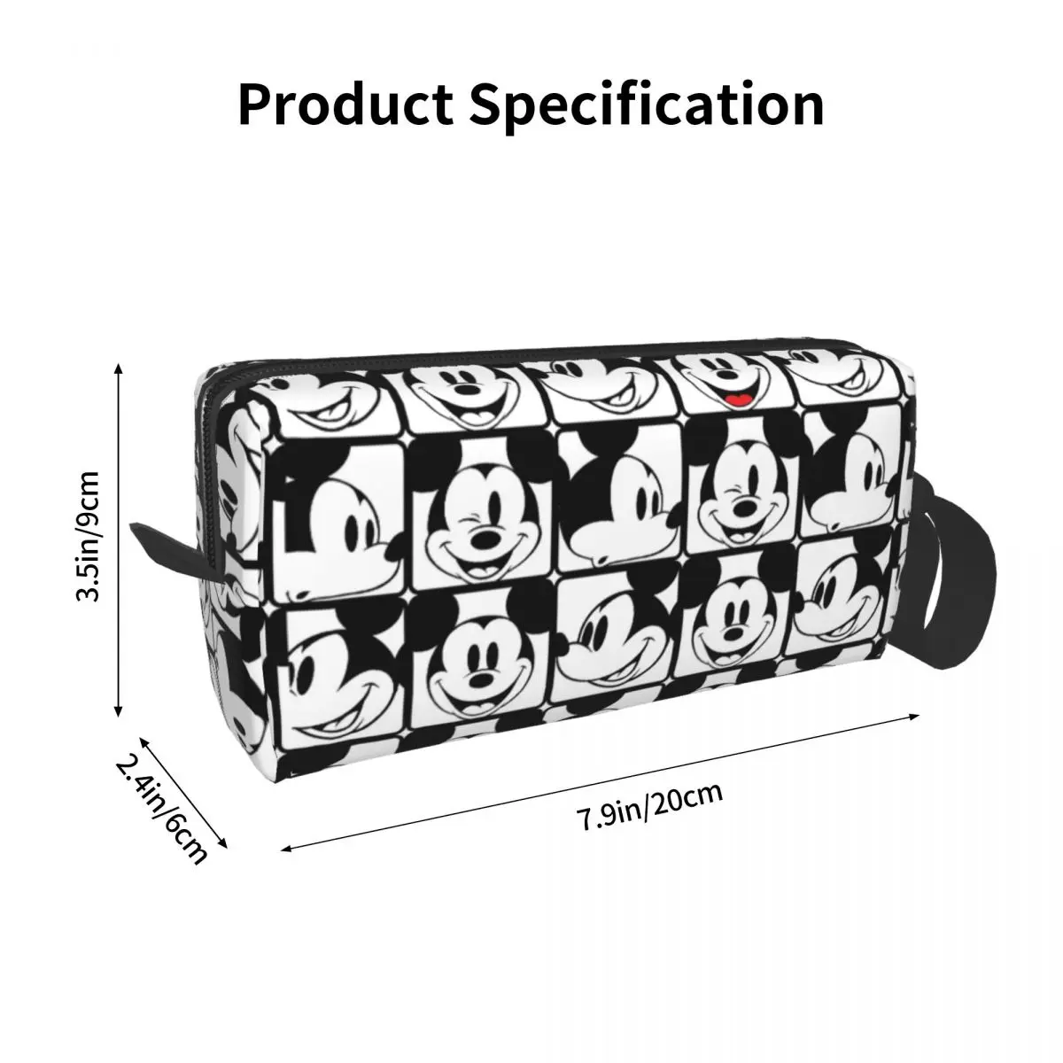 Mickey Mouse Grid Pattern Kawaii Waterproof Pouch