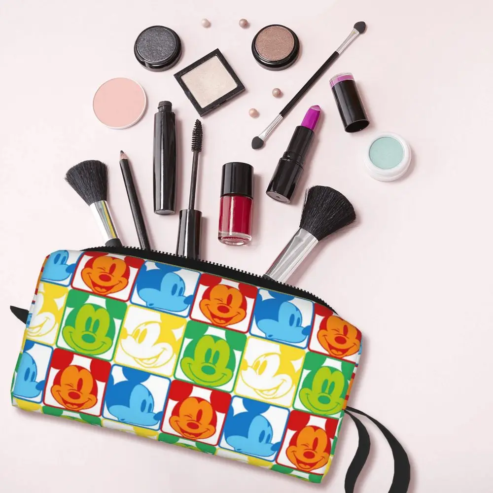 Mickey Mouse Grid Pattern Print Waterproof Kawaii Pouch