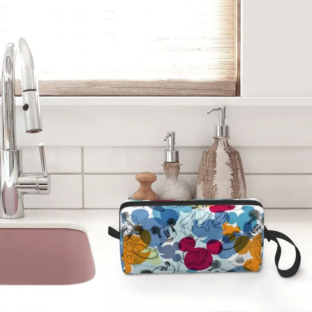 Kawaii Mickey Mouse Grid Pattern Printed Waterproof Pouch