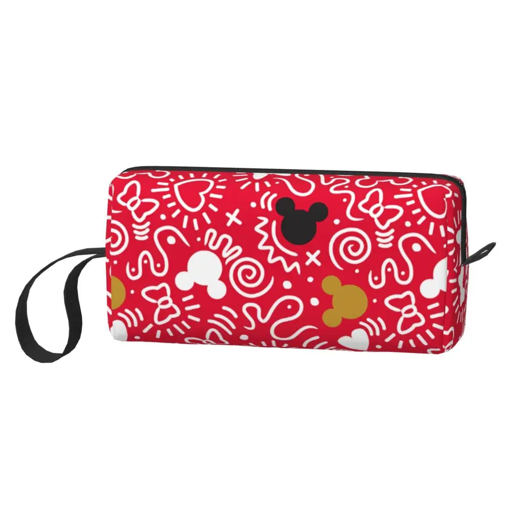 Mickey Mouse Grid Pattern Kawaii Red Waterproof Pouch