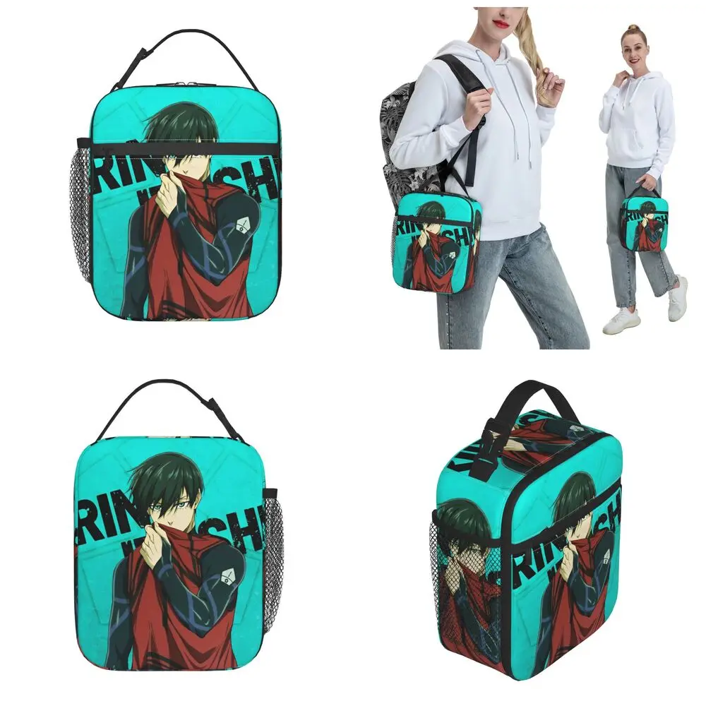 Kawaii Anime Blue Lock Rin Itoshi Insulated Lunch Bag