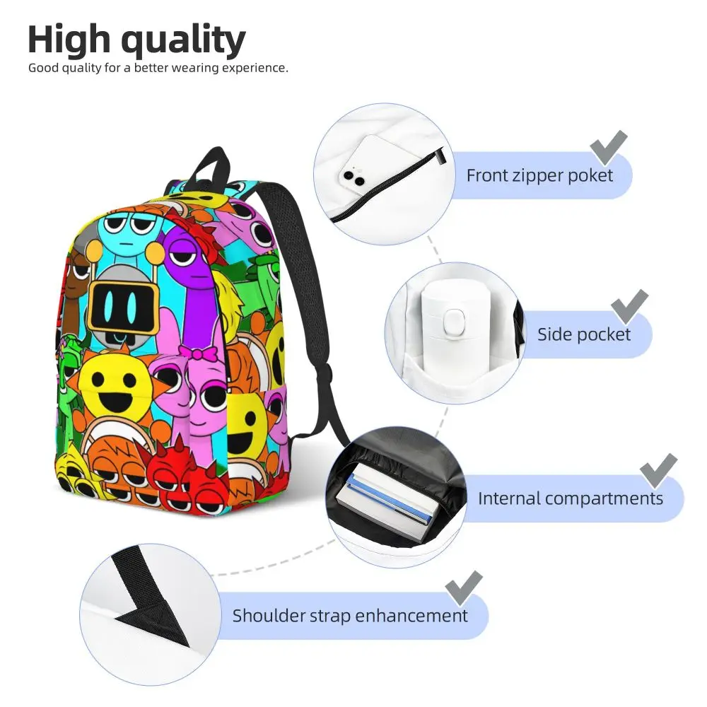Kawaii Cartoon Sprunki Incredibox Character Student Backpack