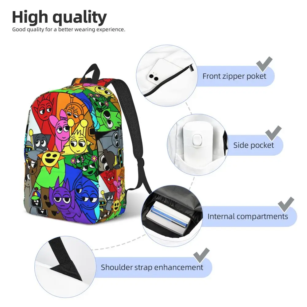 Kawaii Cartoon Sprunki Character Printed Backpack