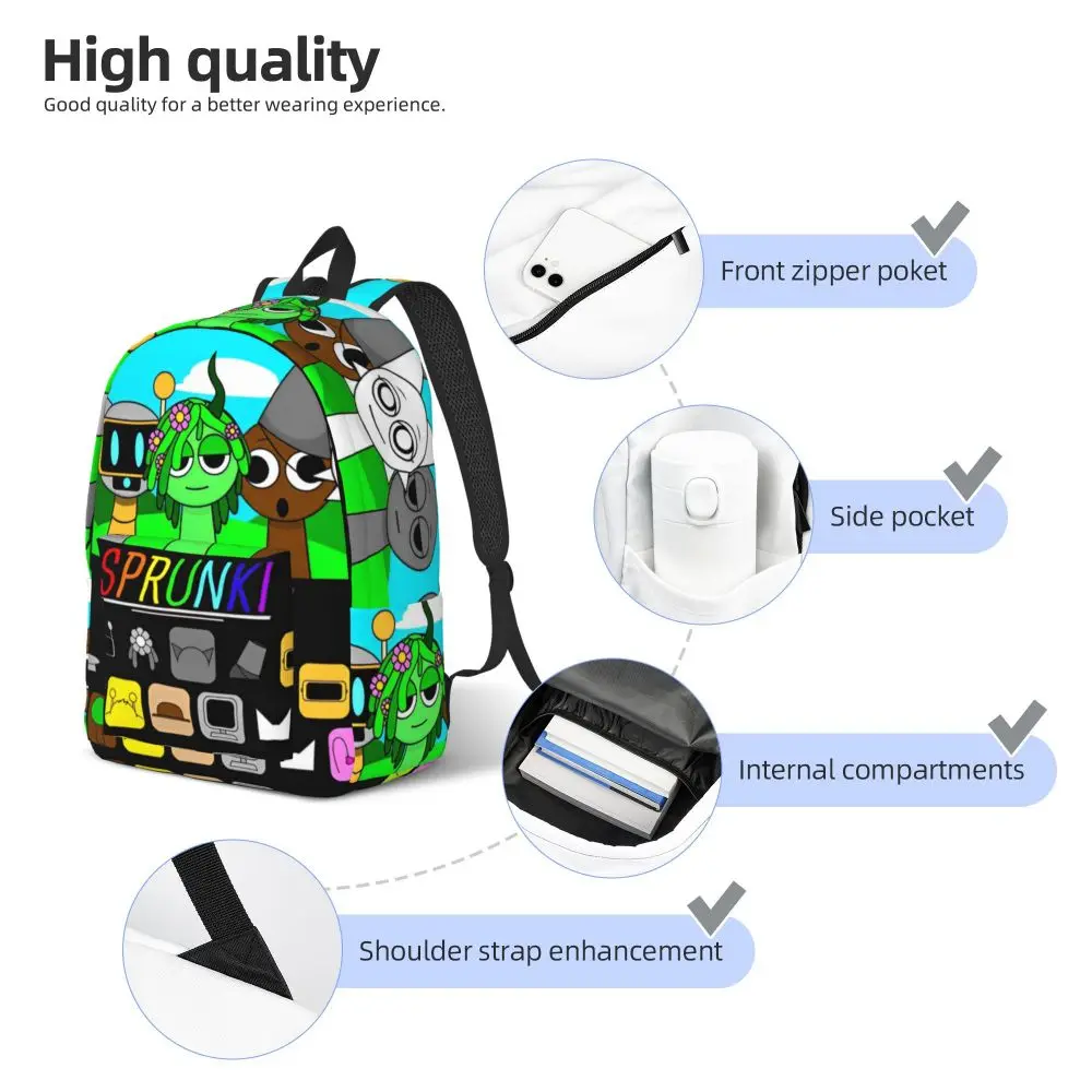 Cartoon Kawaii Sprunki Incredibox Character Backpack