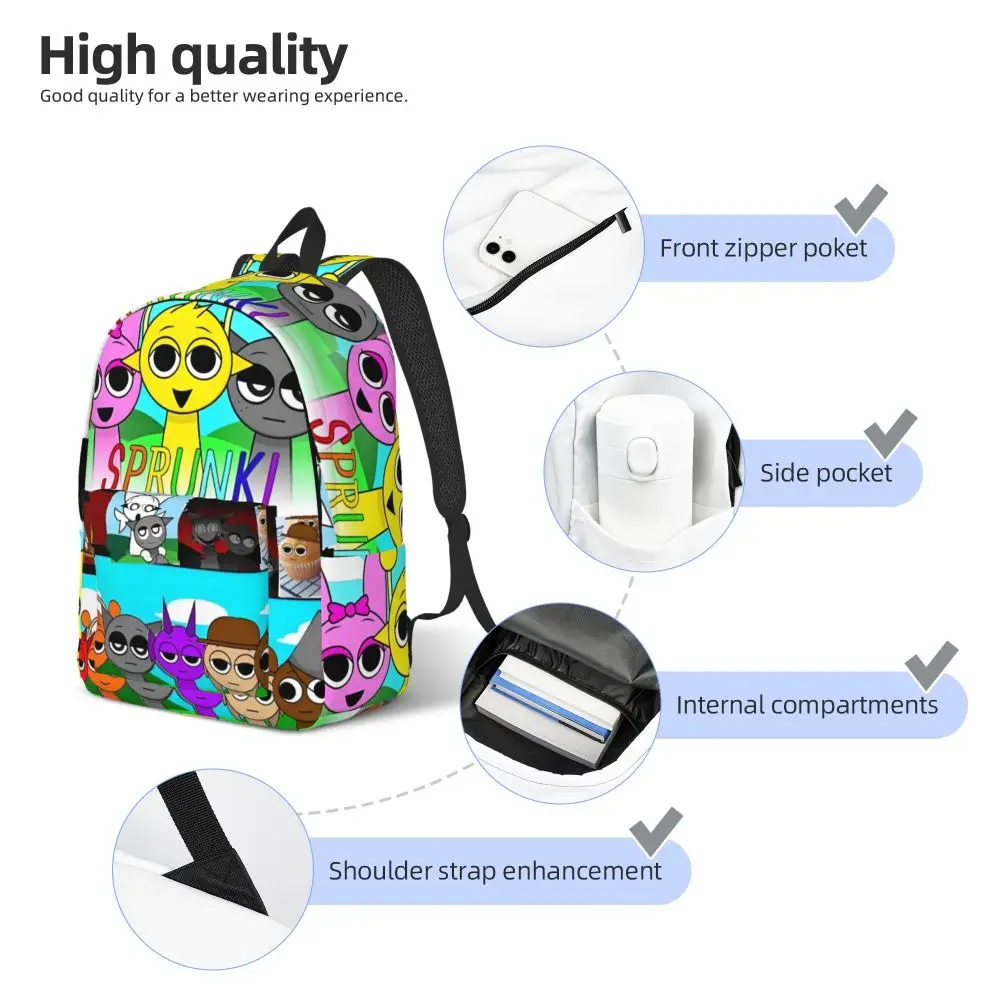 Kawaii Cartoon Sprunki Incredibox Character Printed Backpack