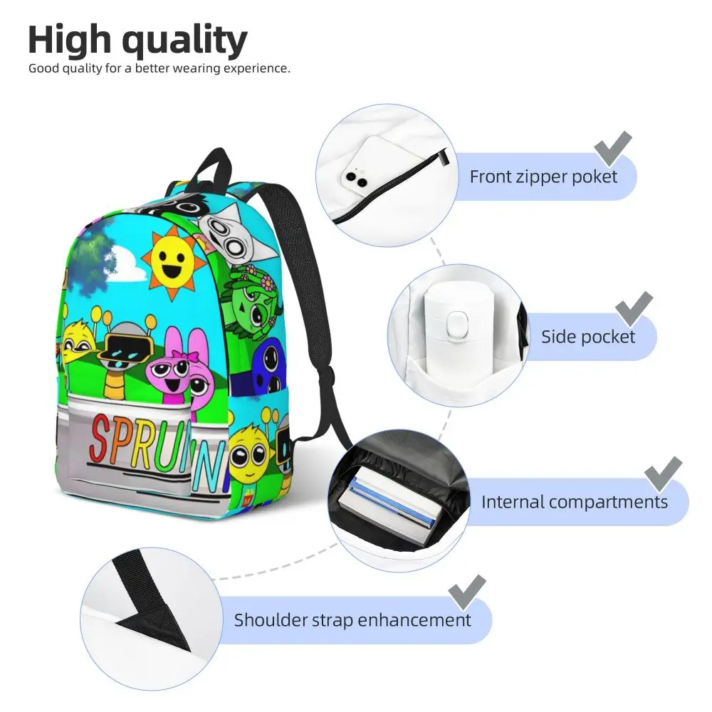 Kawaii Cartoon Sprunki Incredibox Character Backpack