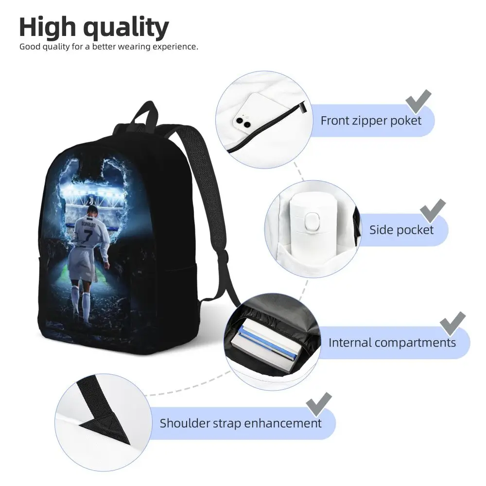Kawaii The Legend Footballer Cristiano Ronaldo Printed Backpack