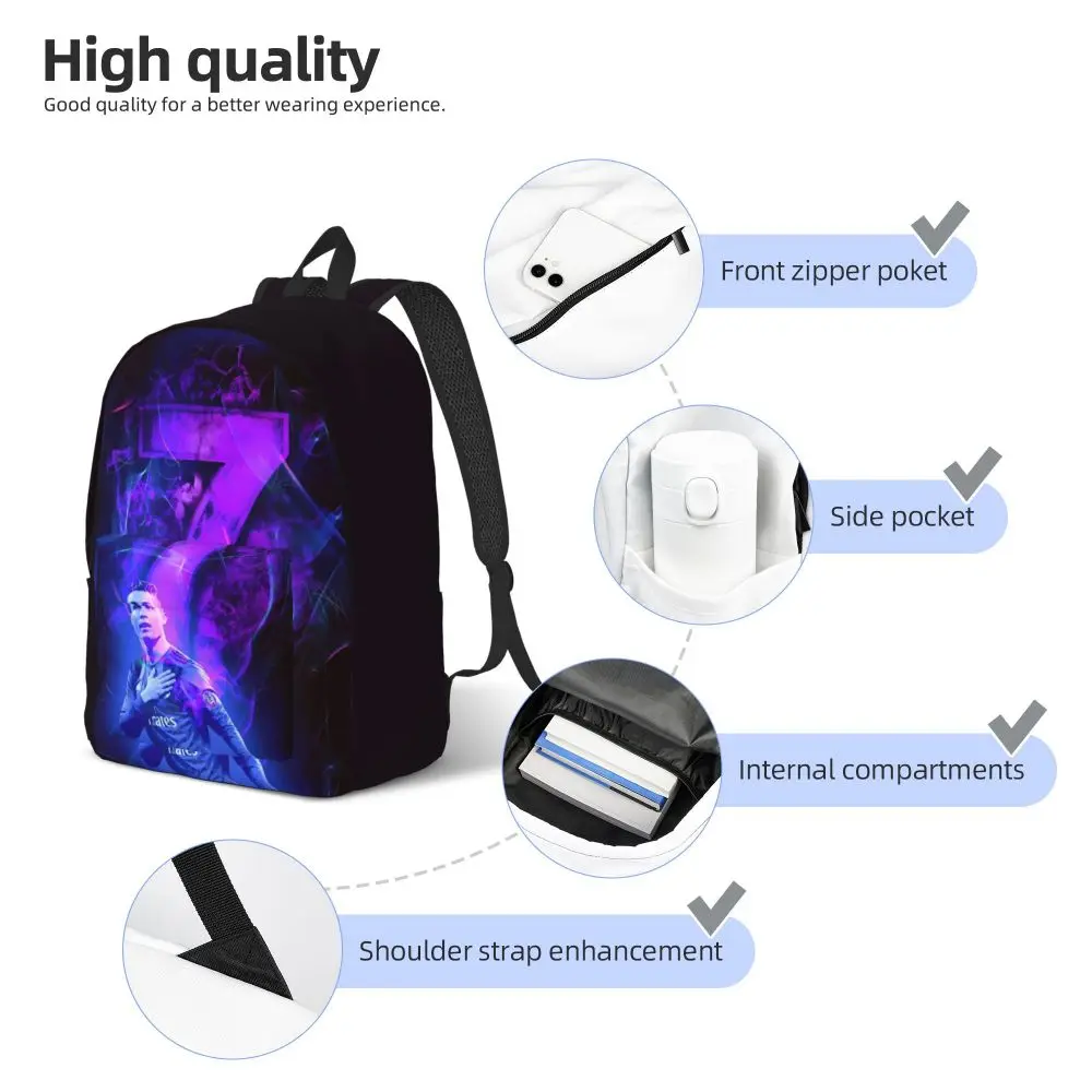 The Legend Footballer Cristiano Ronaldo Printed Kawaii Schoolbag