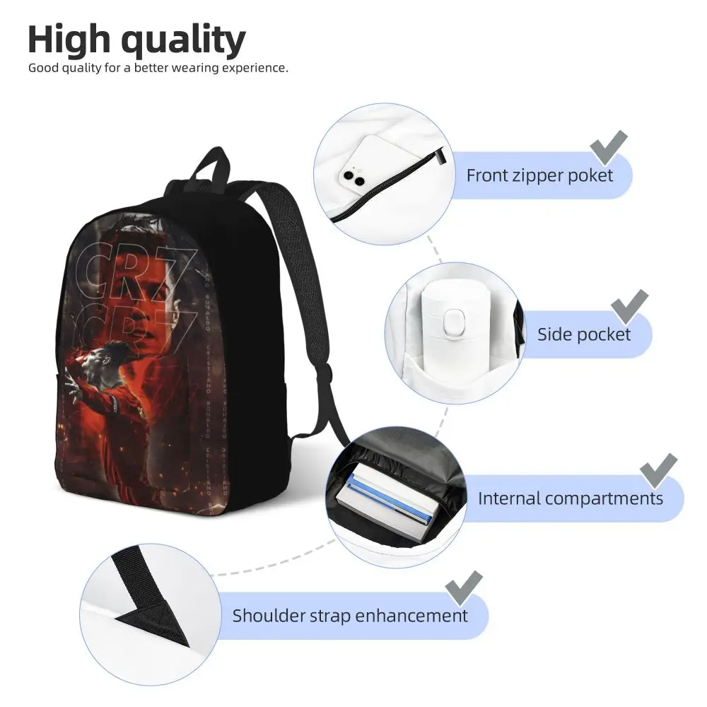 Kawaii The Legend Footballer Cristiano Ronaldo Printed Schoolbag