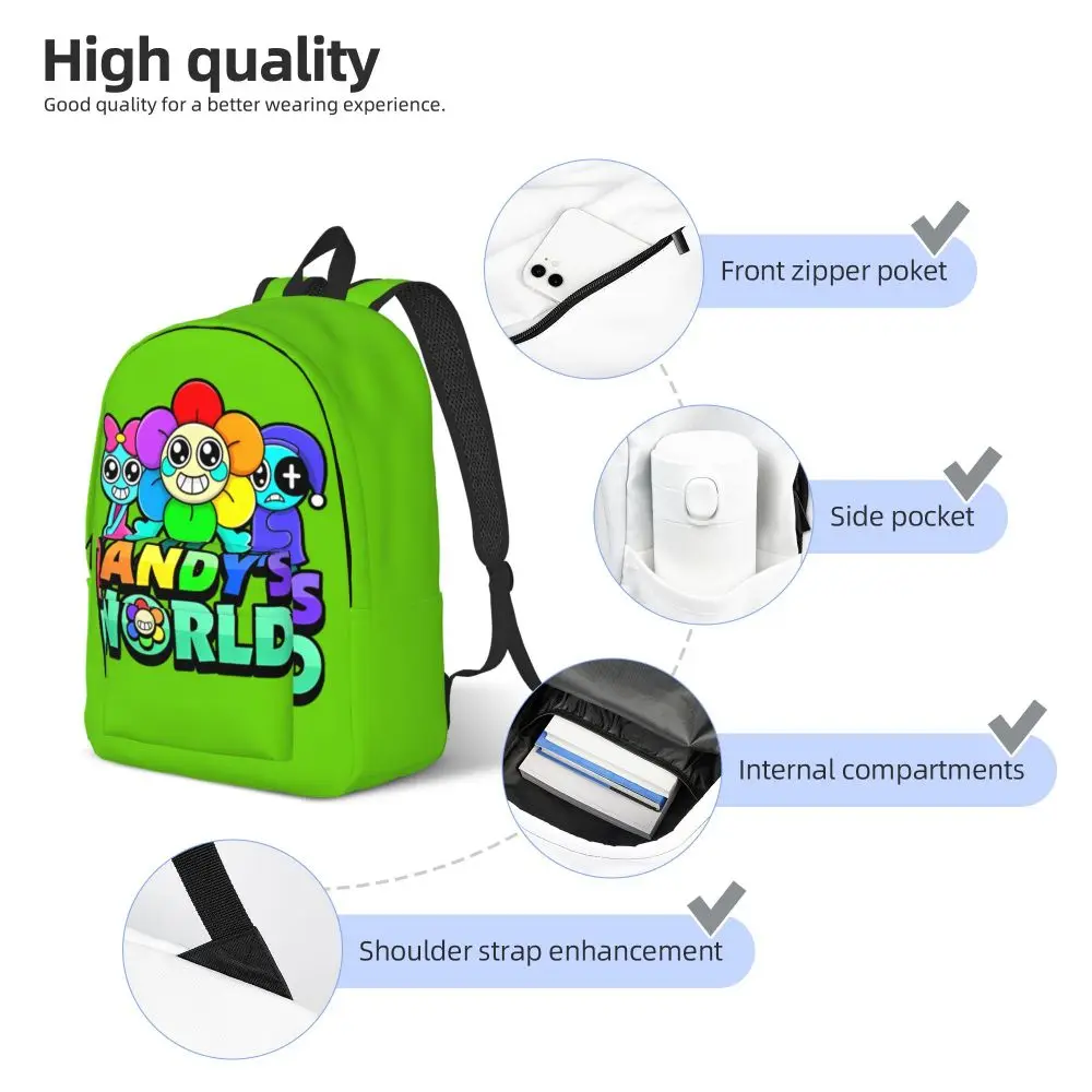 Kawaii Cartoon Dandy's World Character Green Backpack