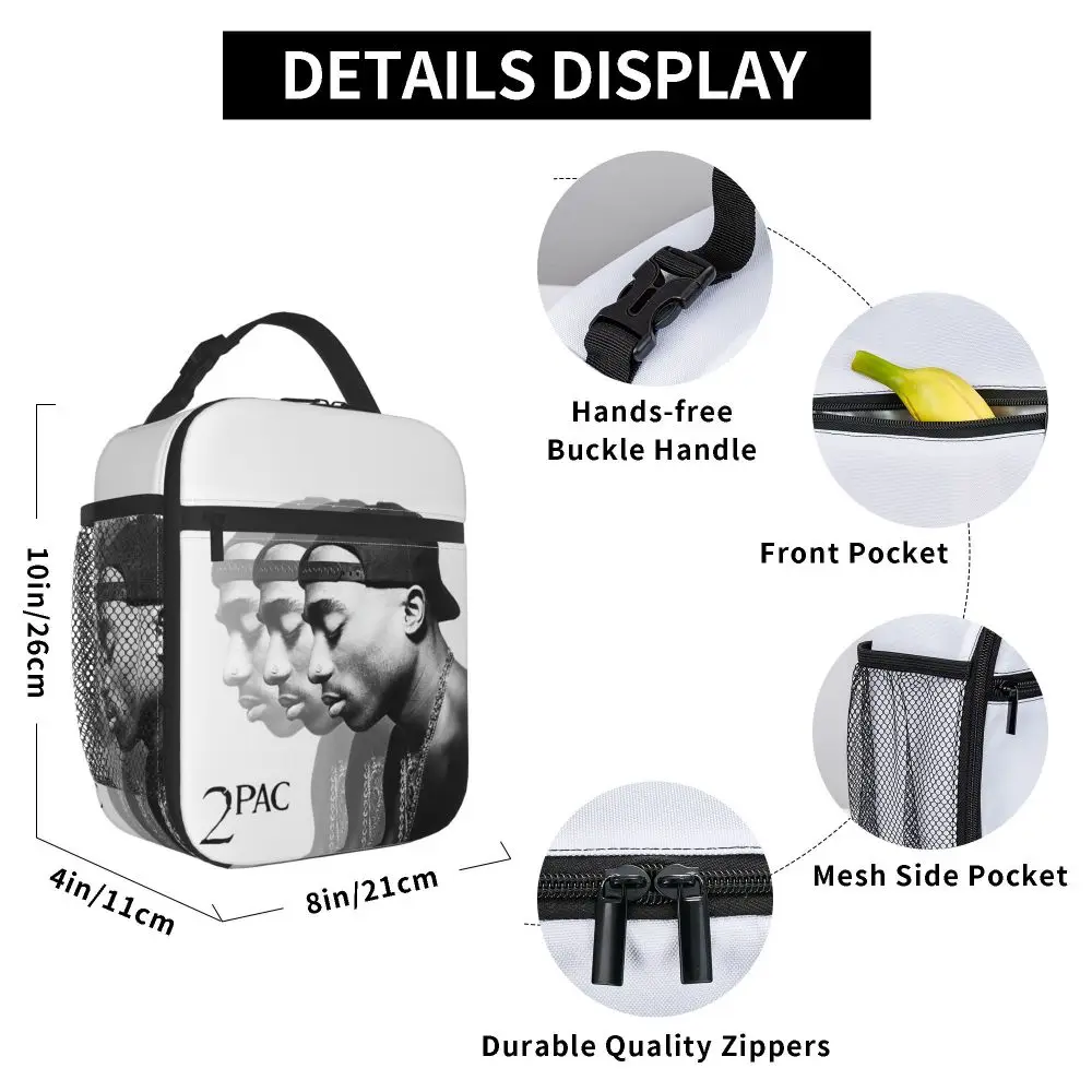 Tupac Shakur Printed Insulated Kawaii Lunch Bag