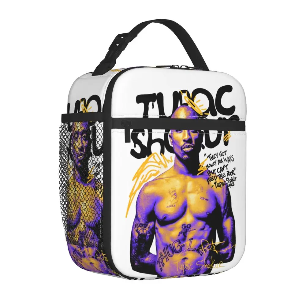 Tupac Shakur Insulated Kawaii Polyester Lunch Bag